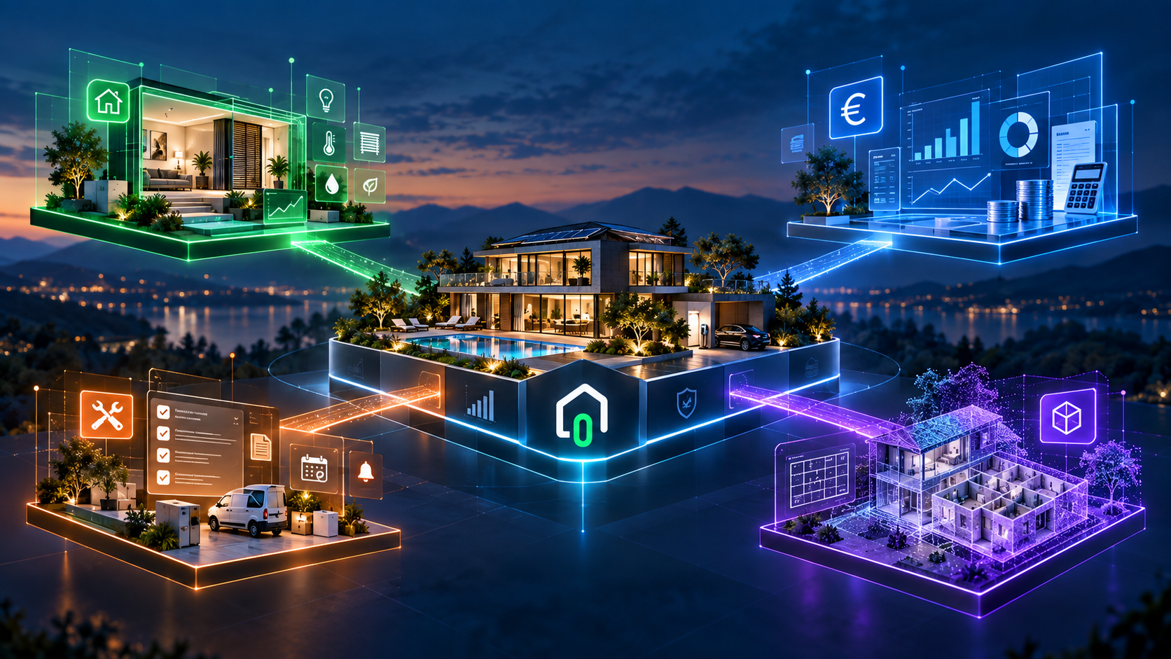 Vizualizácia prepojenia štyroch modulov Smart Property